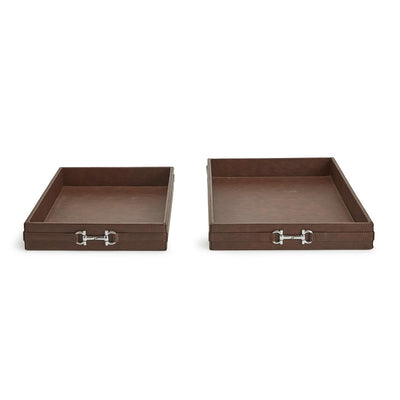 product image for horse country set of 2 decorative trays with polished horse bit accent 3 54