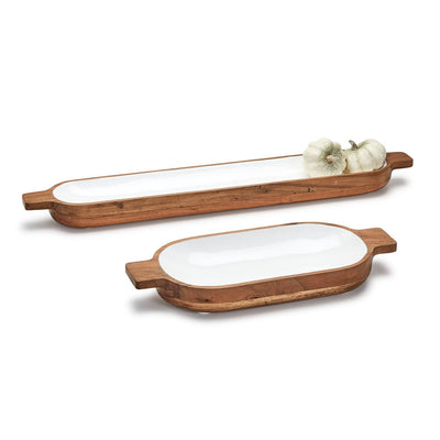 product image for Hand-Crafted Oblong Tray / Platter - Set of 2 77