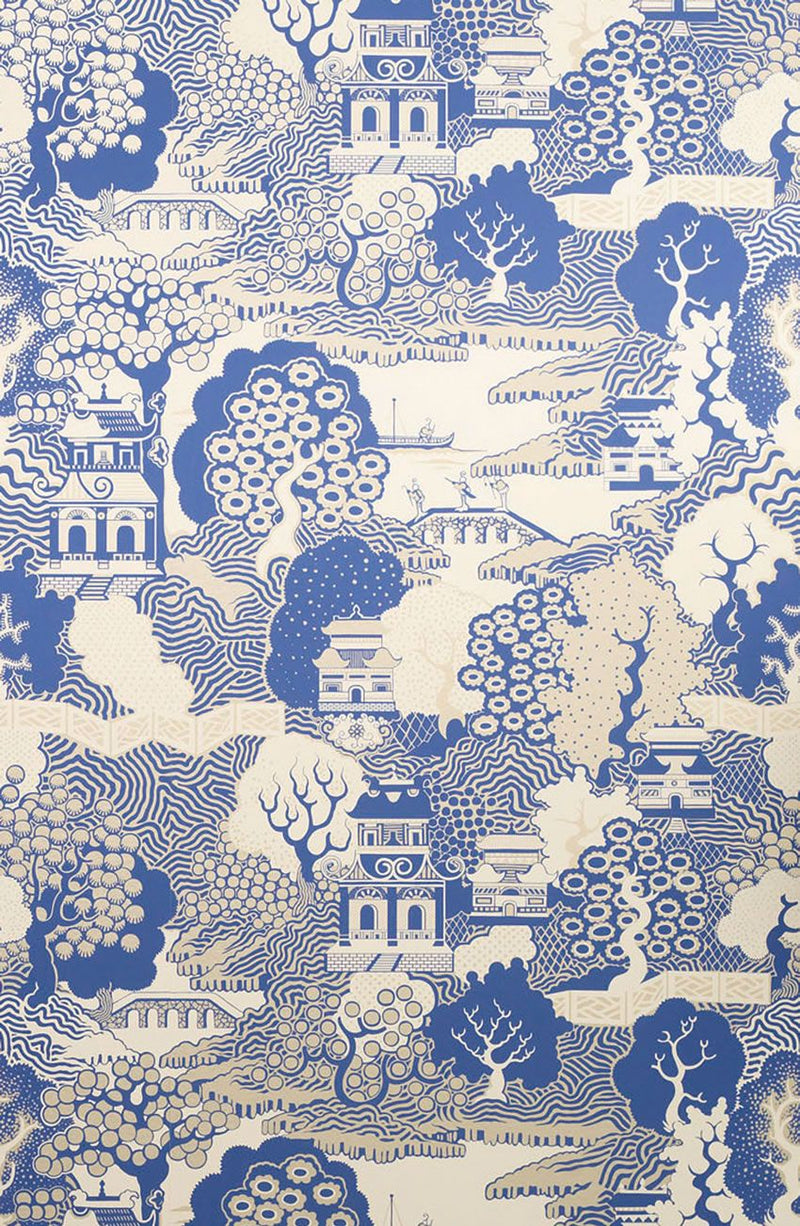 media image for Summer Palace Wallpaper in blue and beige Color by Osborne & Little 217