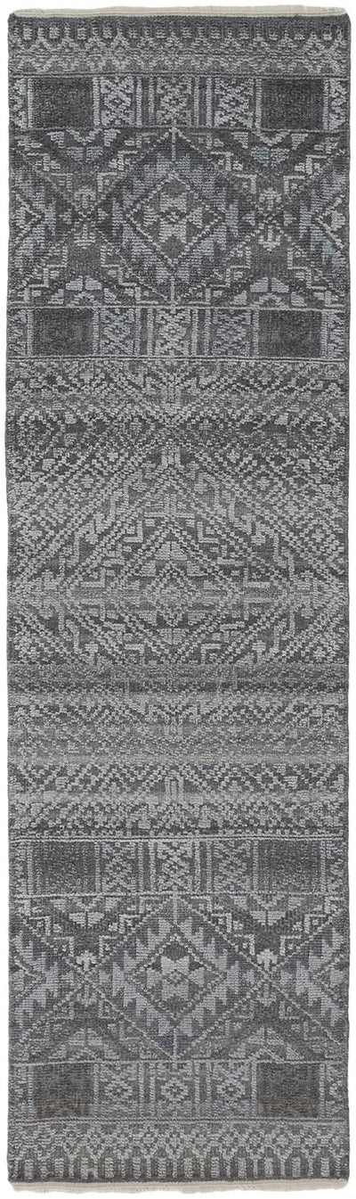 product image for Eckhart Hand Knotted Gray and Blue Rug by BD Fine Flatshot Image 1 52