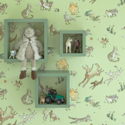 product image for Quentin'S Menagerie Wallpaper in Aqua and colorful from the Zagazoo Collection by Osborne & Little 65