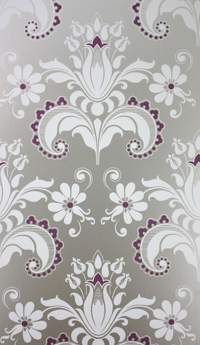 product image for Talisa Wallpaper in gray and purple from the Giverny Collection by Nina Campbell 10