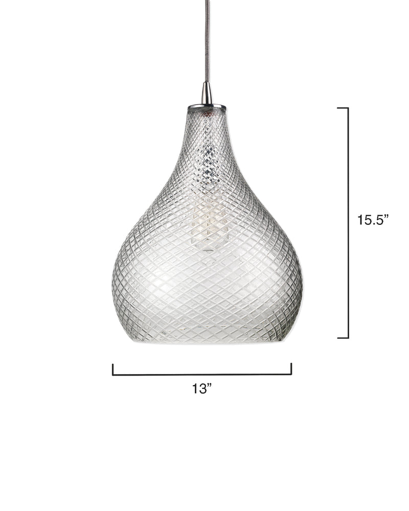 media image for Large Cut Glass Curved Pendant 214