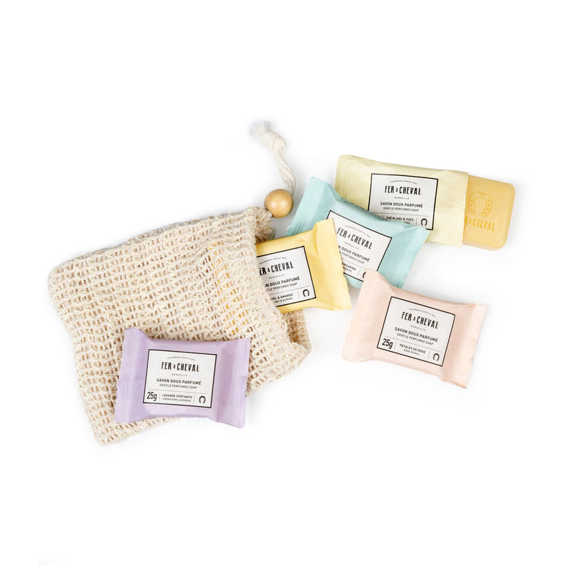 media image for fer a cheval set of 5 assorted soaps in a sisal bag 1 246