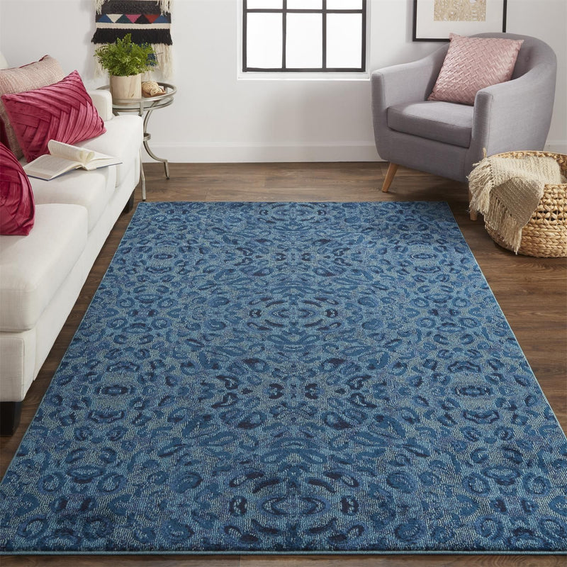 media image for Meera Deep Teal and Ink Blue Rug by BD Fine Roomscene Image 1 248