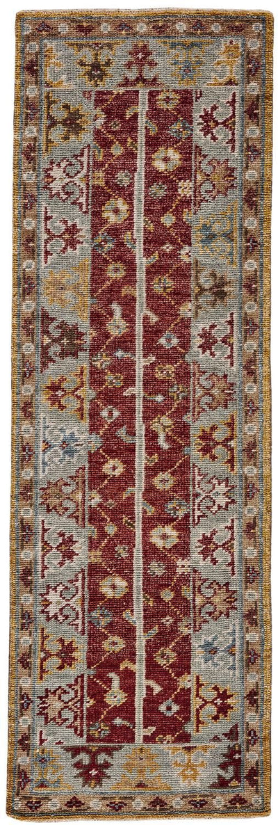 product image for Bashyr Hand Knotted Red and Blue Rug by BD Fine Flatshot Image 1 81