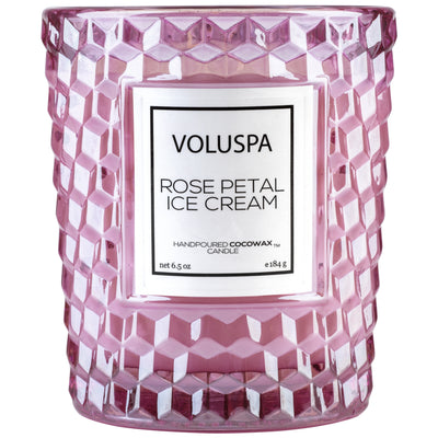 product image for Classic Textured Glass Candle in Rose Petal Ice Cream design by Voluspa 88