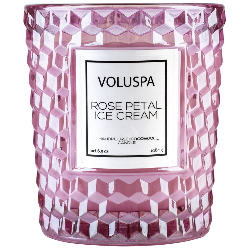 media image for Classic Textured Glass Candle in Rose Petal Ice Cream design by Voluspa 291