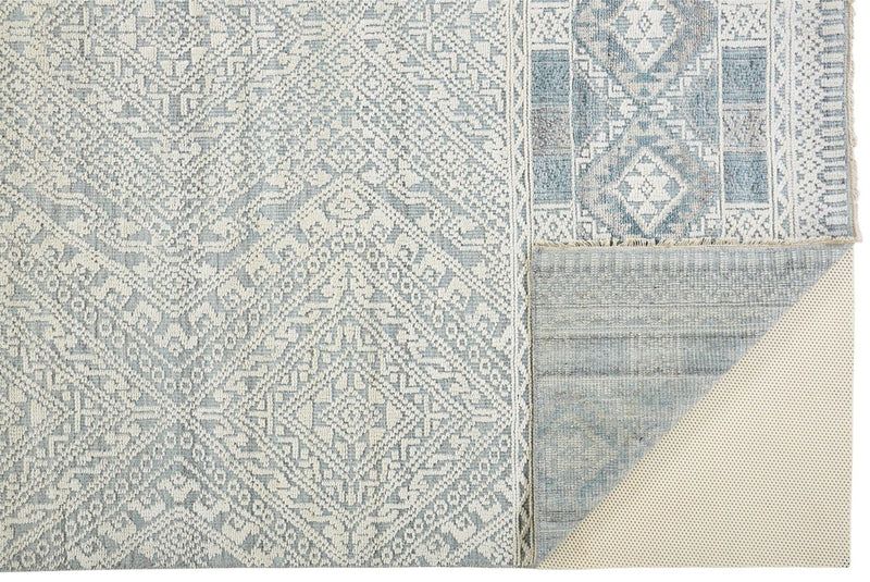 media image for Eckhart Hand Knotted Blue and Ivory Rug by BD Fine Fold Image 1 225