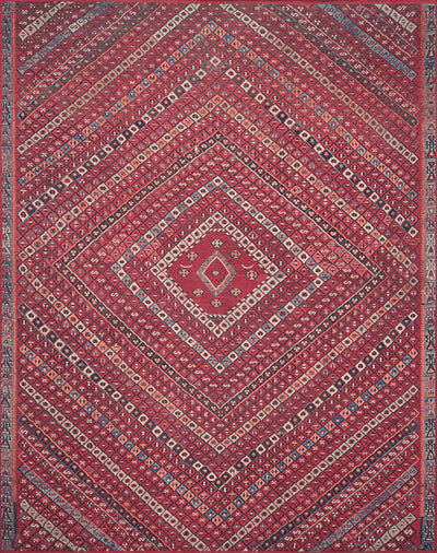product image for Lucca Power Loomed Red / Multi Rug Flatshot Image 51