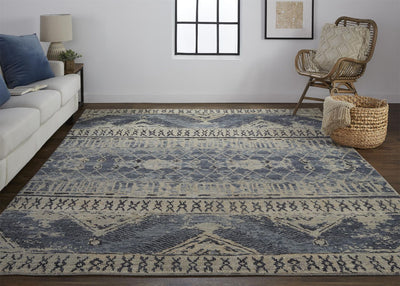product image for Scottsdale Hand Knotted Blue and Tan Rug by BD Fine Roomscene Image 1 2