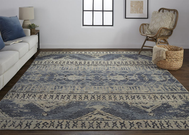 media image for Scottsdale Hand Knotted Blue and Tan Rug by BD Fine Roomscene Image 1 218