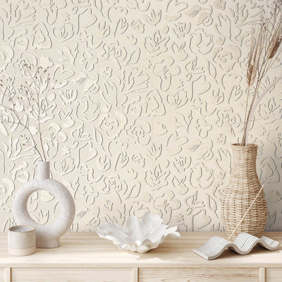 product image for Fiore Operatic Flowers Wallpaper in Sesame 64