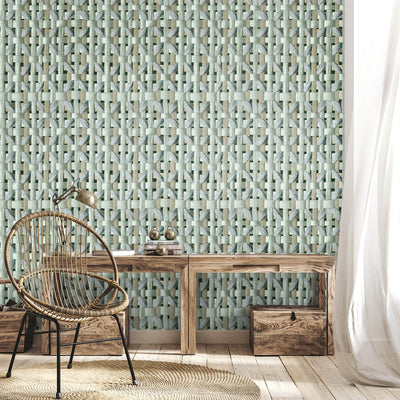 product image for Seta Octagonal Honeycomb Wallpaper in Green Pepper 35