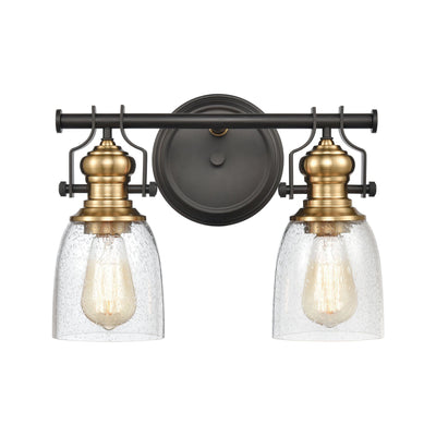 product image of Chadwick 2-Light Vanity Light in Oil Rubbed Bronze and Satin Brass with Seedy Glass by BD Fine Lighting 585