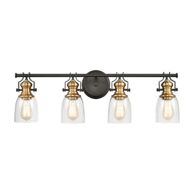 product image for Chadwick 4-Light 10 x 7 x 32 Vanity Light in Oil Rubbed Bronze and Satin Brass with Seedy Glass by BD Fine Lighting 98
