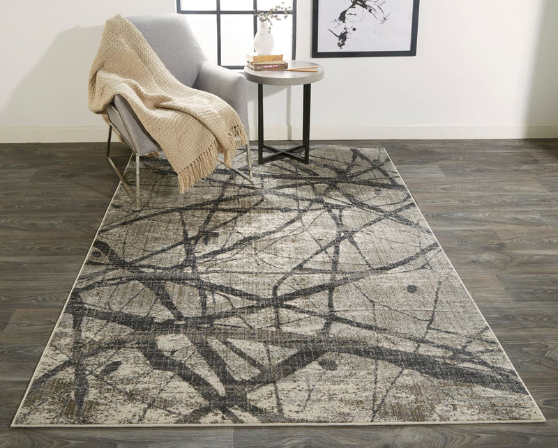 media image for Kiba Warm Gray and Charcoal Rug by BD Fine Roomscene Image 1 295