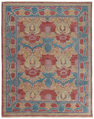 product image for Bennet Hand Knotted Blue and Red Rug by BD Fine Flatshot Image 1 71