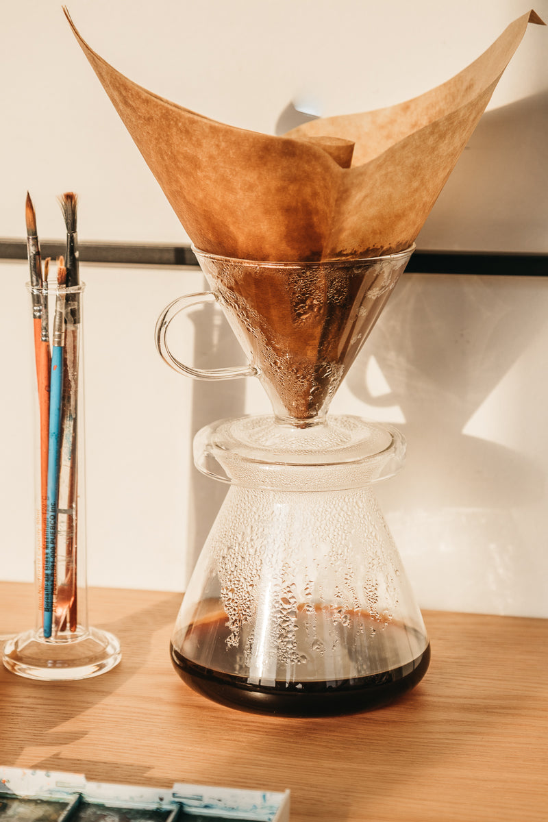 media image for glass coffee dripper set design by puebco 10 270