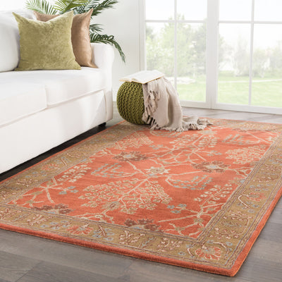 product image for pm51 chambery handmade floral orange brown area rug design by jaipur 5 0