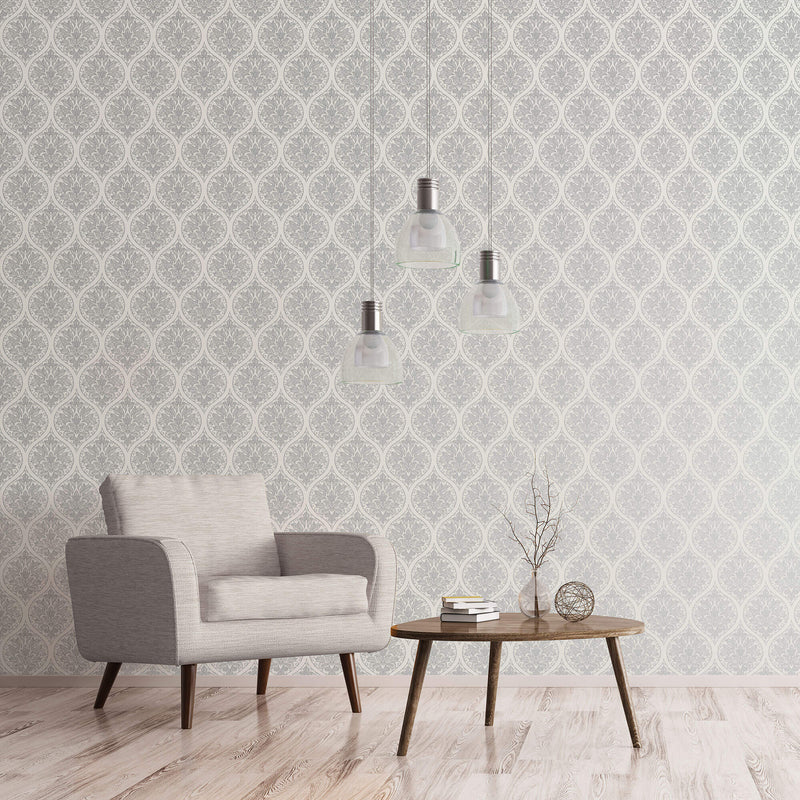 media image for Emporium Ogee Cream/Silver from the Emporium Collection by Galerie Wallcoverings 227