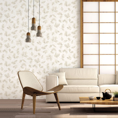 product image for Fossil Leaf Toss Wallpaper in Light Beige from the Evergreen Collection by Galerie Wallcoverings 31