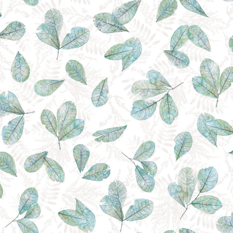 media image for sample veining leaf toss wallpaper in aqua mica from the evergreen collection by galerie wallcoverings 1 278