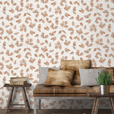 product image for Fossil Leaf Toss Wallpaper in Copper/Mica from the Evergreen Collection by Galerie Wallcoverings 13