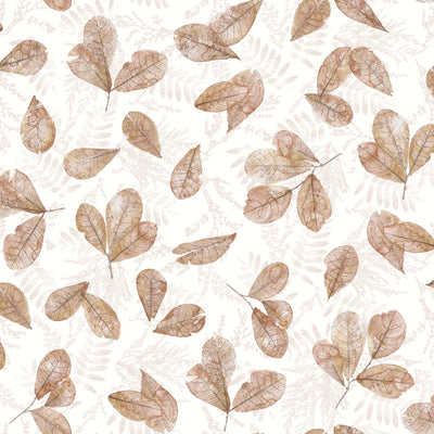 product image of Fossil Leaf Toss Wallpaper in Copper/Mica from the Evergreen Collection by Galerie Wallcoverings 540