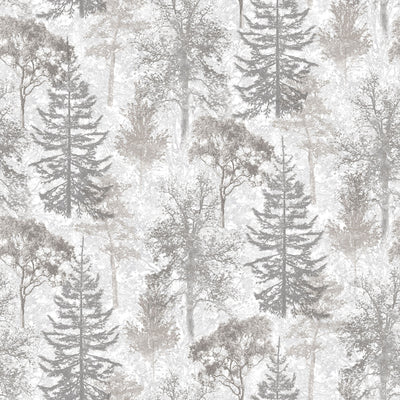 product image of Trees Wallpaper in Grey/Mica from the Evergreen Collection by Galerie Wallcoverings 530