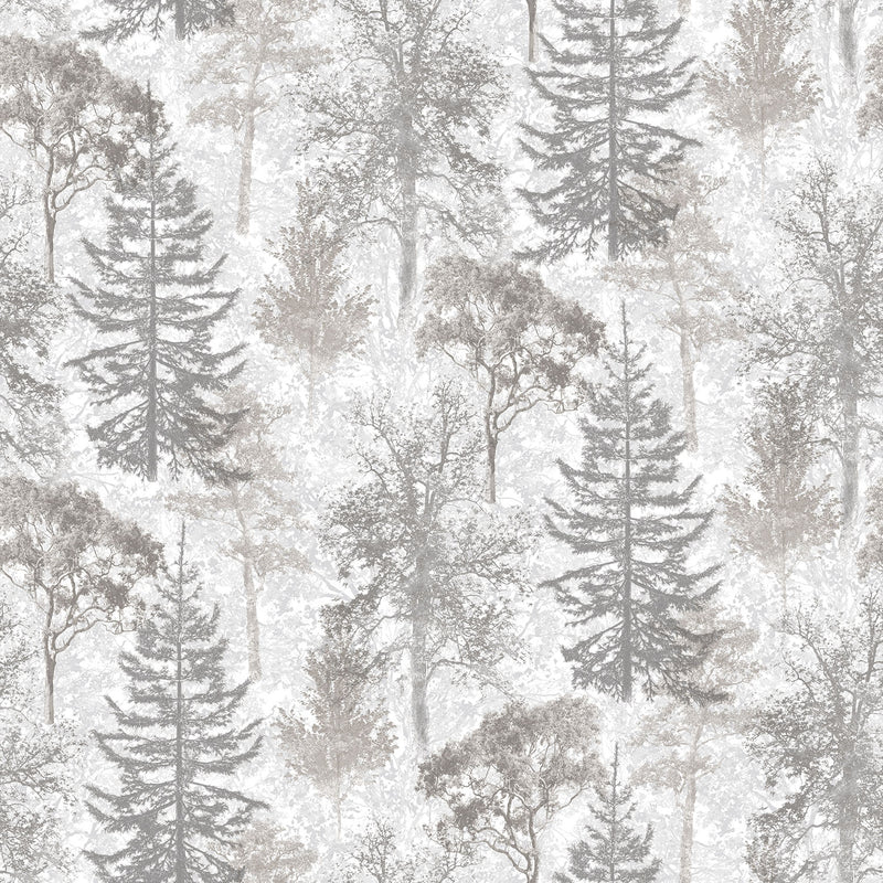 media image for sample trees wallpaper in grey mica from the evergreen collection by galerie wallcoverings 1 266
