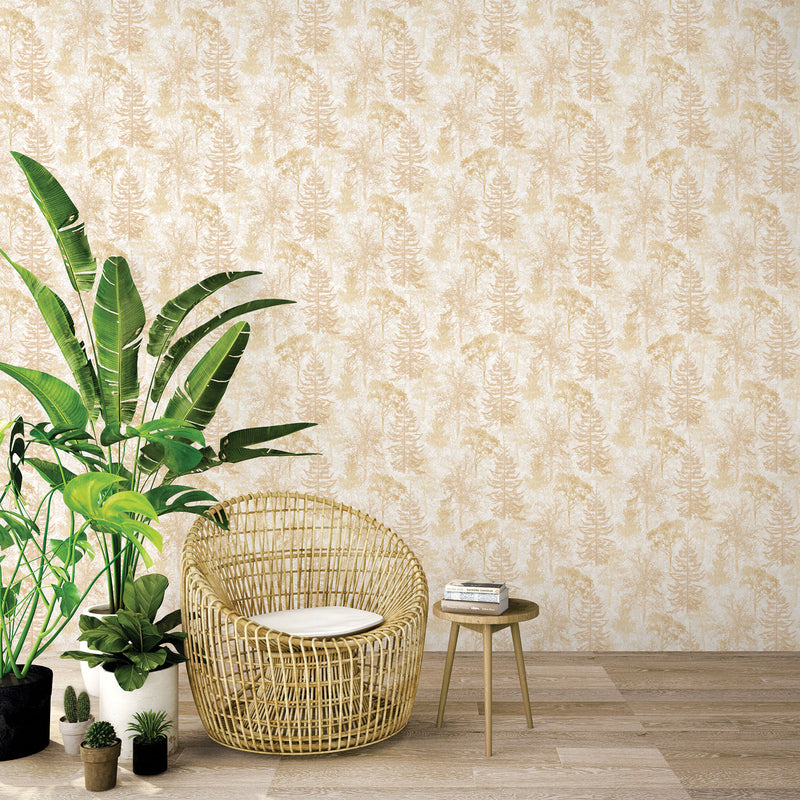 media image for Trees Wallpaper in Ochre/Mica from the Evergreen Collection by Galerie Wallcoverings 254