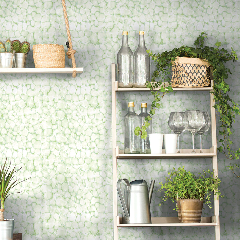 media image for Reflections Wallpaper in Green/Mica from the Evergreen Collection by Galerie Wallcoverings 220