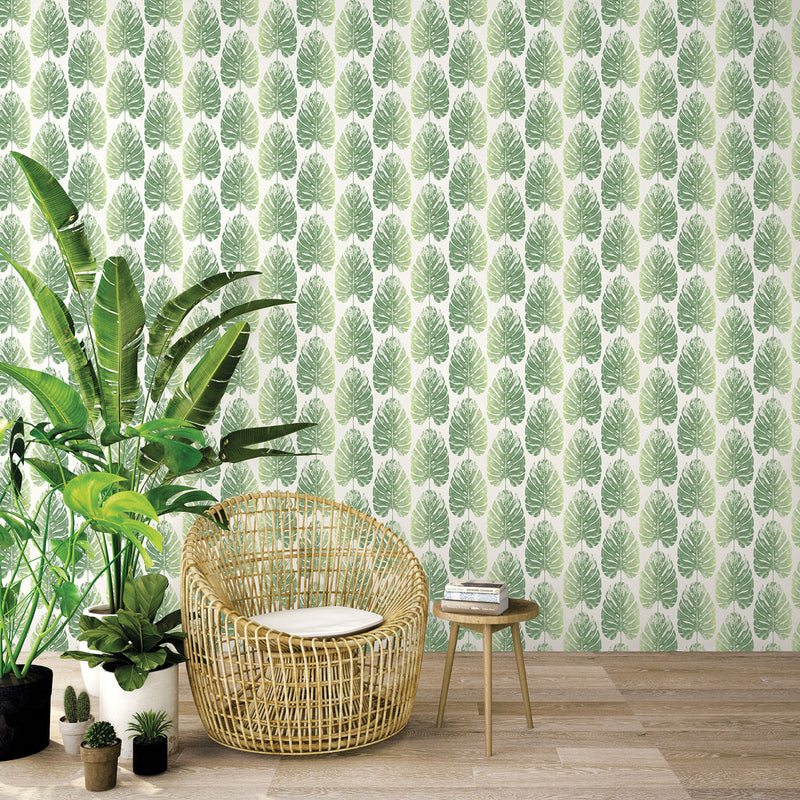 media image for Leaf Stripe Wallpaper in Greens from the Evergreen Collection by Galerie Wallcoverings 269