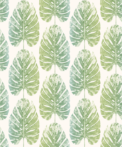 product image for Leaf Stripe Wallpaper in Green/Turquoise from the Evergreen Collection by Galerie Wallcoverings 0