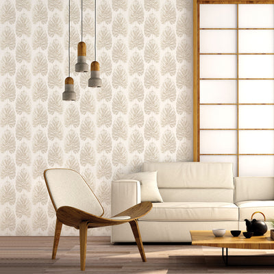 product image of Leaf Stripe Wallpaper in Beige from the Evergreen Collection by Galerie Wallcoverings 524