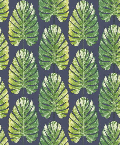 product image of sample leaf stripe wallpaper in green navy from the evergreen collection by galerie wallcoverings 1 558