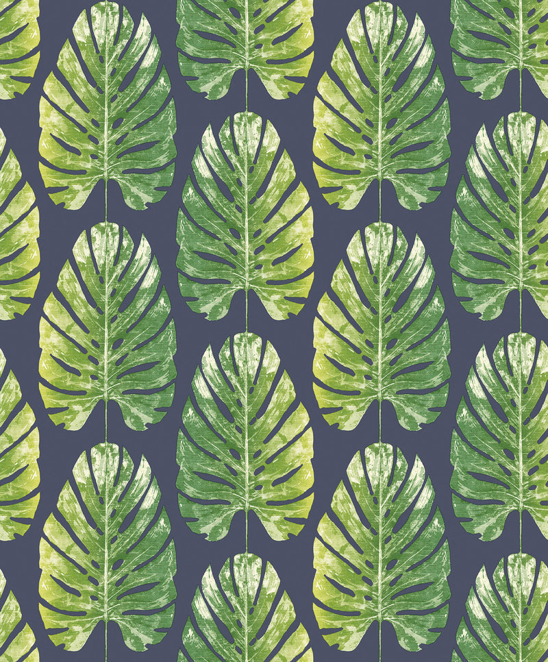 media image for sample leaf stripe wallpaper in green navy from the evergreen collection by galerie wallcoverings 1 280