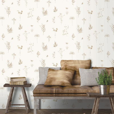 product image for Botanical Wallpaper in Taupe from the Evergreen Collection by Galerie Wallcoverings 10