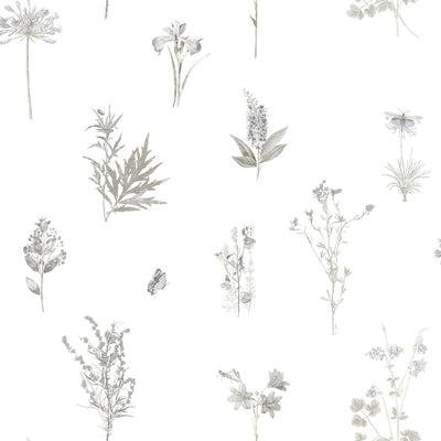 product image of sample botanical wallpaper in grey from the evergreen collection by galerie wallcoverings 1 512