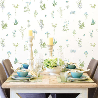 product image for Botanical Wallpaper in Aqua from the Evergreen Collection by Galerie Wallcoverings 48