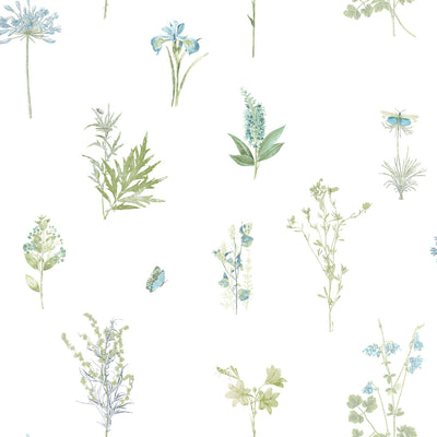 product image of Botanical Wallpaper in Aqua from the Evergreen Collection by Galerie Wallcoverings 551