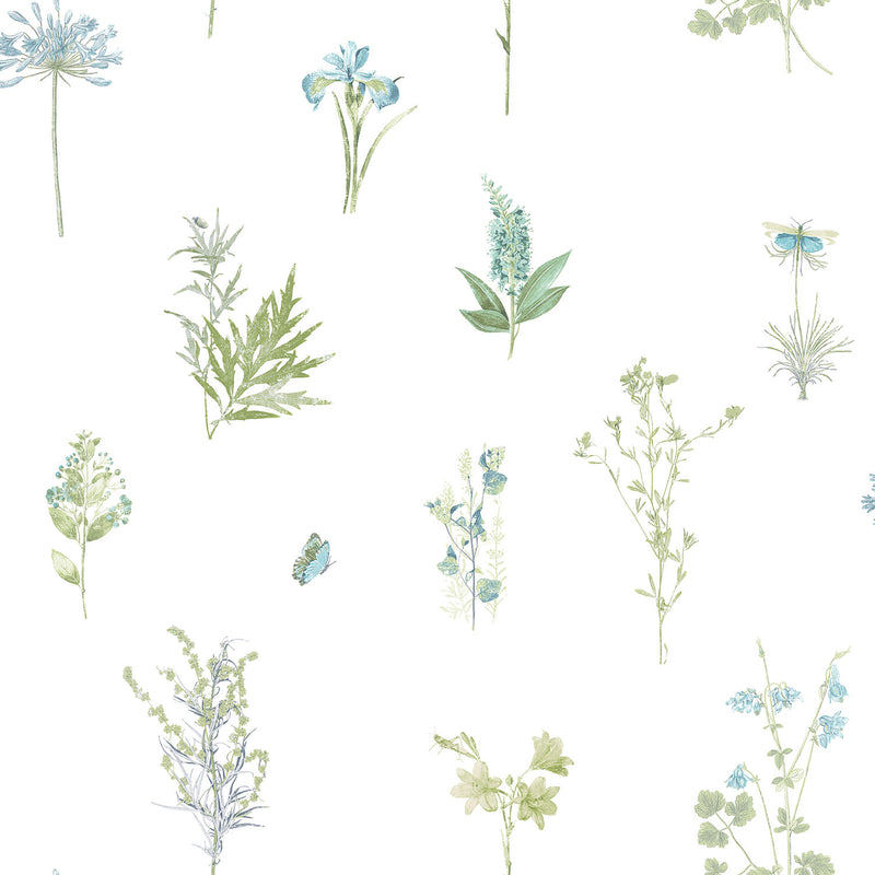 media image for Botanical Wallpaper in Aqua from the Evergreen Collection by Galerie Wallcoverings 23