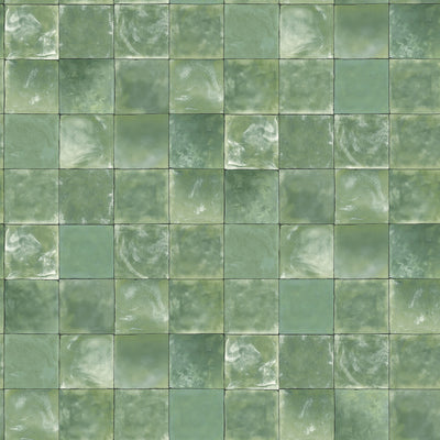 product image of sample aqua tile wallpaper in dark green from the evergreen collection by galerie wallcoverings 1 585