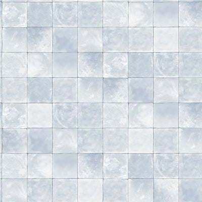 product image of sample aqua tile wallpaper in light blue from the evergreen collection by galerie wallcoverings 1 531