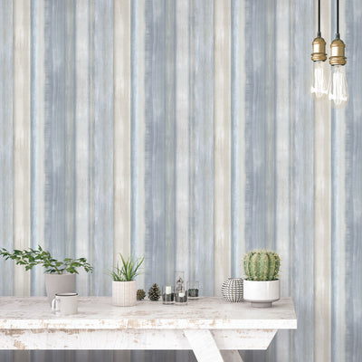 product image of Waterfall Stripe Wallpaper in Blue from the Evergreen Collection by Galerie Wallcoverings 552