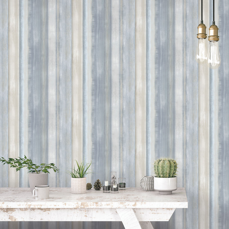 media image for Waterfall Stripe Wallpaper in Blue from the Evergreen Collection by Galerie Wallcoverings 228