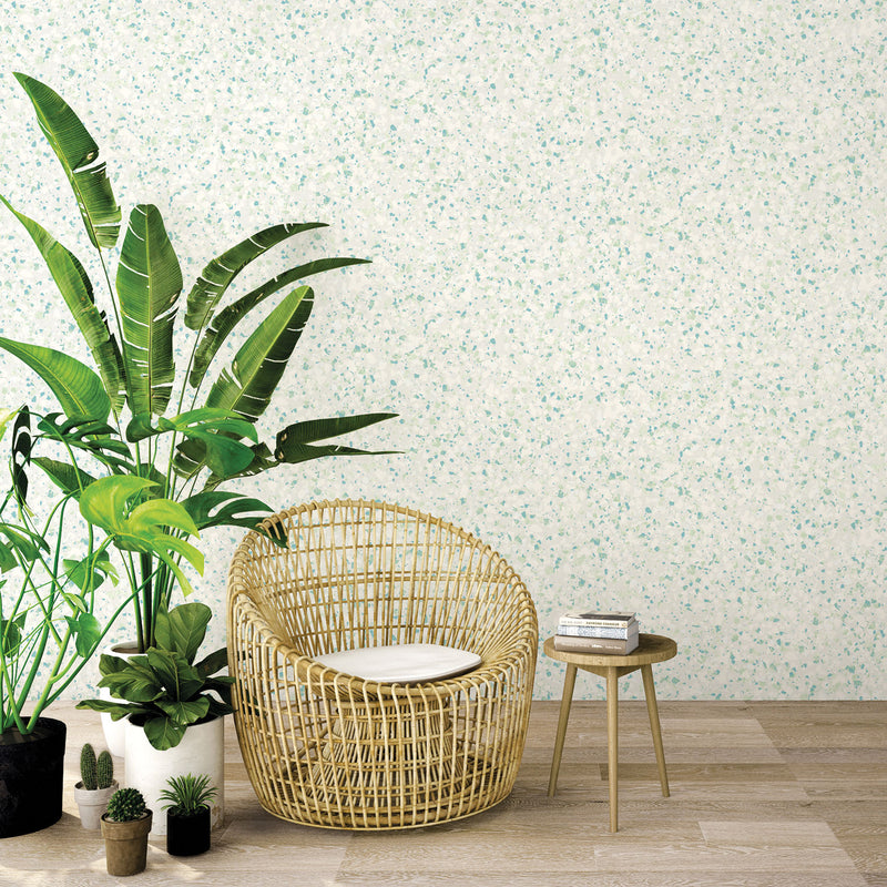 media image for Terrazzo Wallpaper in Aqua/Mica from the Evergreen Collection by Galerie Wallcoverings 216
