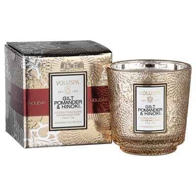 product image for Pedestal 3 Wick Tin Candle in Gilt Pomander & Hinoki design by Voluspa 17