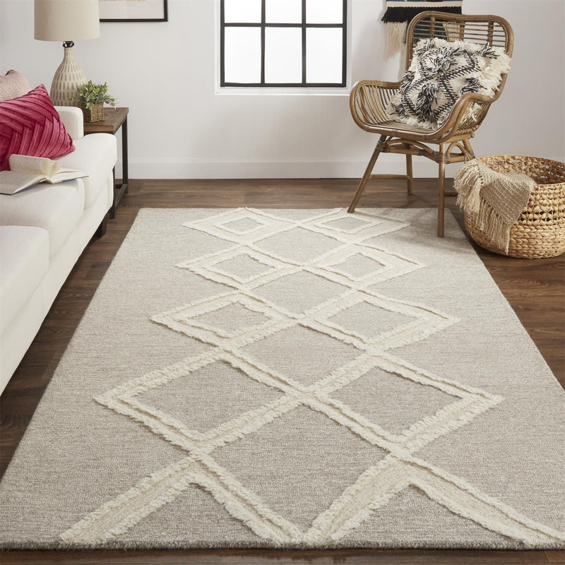media image for Elika Hand Tufted Taupe and Ivory Rug by BD Fine Roomscene Image 1 278